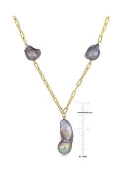 Best deal ❤️ 13-15mm Grey Cultured Freshwater Baroque Pearl Lariat Necklace in 18k Yellow Gold Plated Sterling Silver by Belk & Co. 👍 -DealsBelk & Co. Store Belk 36402