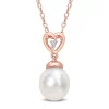 Top 10 😍 8-9mm South Sea Cultured Freshwater Pearl and White Topaz Drop Pendant with Chain in Rose Plated Sterling Silver by Belk & Co. ⌛