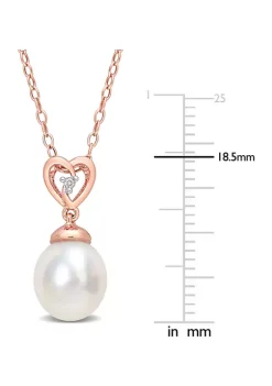 Top 10 😍 8-9mm South Sea Cultured Freshwater Pearl and White Topaz Drop Pendant with Chain in Rose Plated Sterling Silver by Belk & Co. ⌛ -DealsBelk & Co. Store Belk 36426