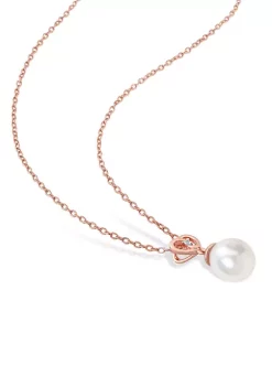 Top 10 😍 8-9mm South Sea Cultured Freshwater Pearl and White Topaz Drop Pendant with Chain in Rose Plated Sterling Silver by Belk & Co. ⌛ -DealsBelk & Co. Store Belk 36427