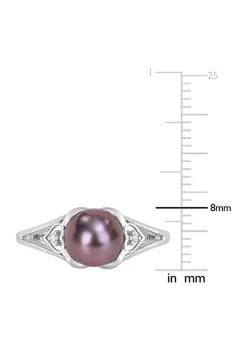 Cheapest 🔔 7-7.5 Millimeter Black Freshwater Cultured Pearl and Diamond Accent Heart Ring in Sterling Silver by Belk & Co. 💯 -DealsBelk & Co. Store Belk 36434