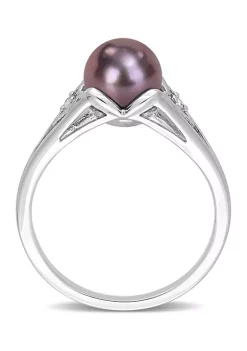 Cheapest 🔔 7-7.5 Millimeter Black Freshwater Cultured Pearl and Diamond Accent Heart Ring in Sterling Silver by Belk & Co. 💯 -DealsBelk & Co. Store Belk 36435