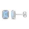 Best reviews of 🧨 2.50 ct. t.g.w. Blue Topaz Bezel Style Emerald Cut Stud Earrings in Sterling Silver by Belk & Co. 🤩