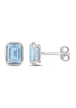 Best reviews of 🧨 2.50 ct. t.g.w. Blue Topaz Bezel Style Emerald Cut Stud Earrings in Sterling Silver by Belk & Co. 🤩 -DealsBelk & Co. Store Belk 36441