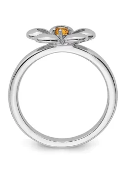 Flash Sale 🔔 1/10 ct. t.w. Citrine Polished Stackable Expressions Flower Ring in Sterling Silver by Belk & Co. 😀 -DealsBelk & Co. Store Belk 36451