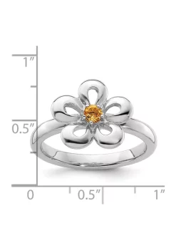 Flash Sale 🔔 1/10 ct. t.w. Citrine Polished Stackable Expressions Flower Ring in Sterling Silver by Belk & Co. 😀 -DealsBelk & Co. Store Belk 36454