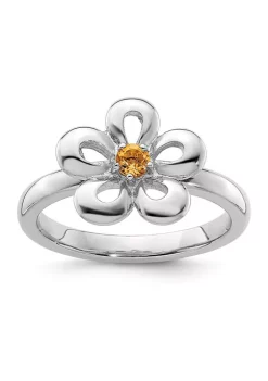 Flash Sale 🔔 1/10 ct. t.w. Citrine Polished Stackable Expressions Flower Ring in Sterling Silver by Belk & Co. 😀 -DealsBelk & Co. Store Belk 36455
