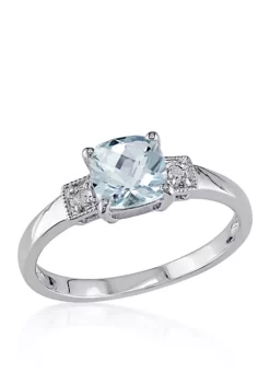 New 💯 Sterling Silver Aquamarine and Diamond Ring by Belk & Co. 😉 -DealsBelk & Co. Store Belk 3646