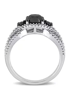Best Sale 🤩 1.9 ct. t.w. Black and White Diamond Crossover Engagement Ring in 14K White Gold by Belk & Co. 🧨 -DealsBelk & Co. Store Belk 36493