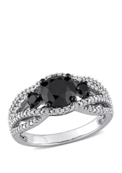 Best Sale 🤩 1.9 ct. t.w. Black and White Diamond Crossover Engagement Ring in 14K White Gold by Belk & Co. 🧨 -DealsBelk & Co. Store Belk 36496
