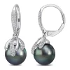 Brand new 👏 9-10mm Black Tahitian Cultured Pearl and 1/3 CT TW Diamond Leverback Earrings in 14k White Gold by Belk & Co. ⭐
