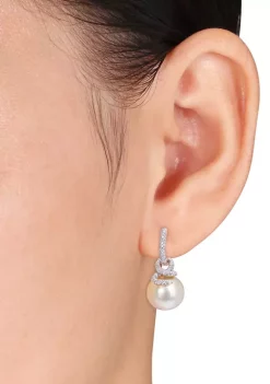 Brand new 🛒 10-11MM South Sea Cultured Pearl and 1/2 CT TW Diamond Swirl Huggie Earrings in 14k Rose Gold by Belk & Co. 🔔 -DealsBelk & Co. Store Belk 36539