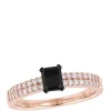 Budget 🌟 3/4 ct. t.w. Black and White Diamond Engagement Ring in 14K Rose Gold by Belk & Co. 🥰