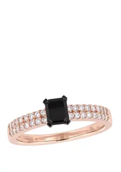 Budget 🌟 3/4 ct. t.w. Black and White Diamond Engagement Ring in 14K Rose Gold by Belk & Co. 🥰