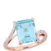Cheap 🛒 5.6 ct. t.w. Blue Topaz and 1/4 ct. t.w. Diamond Cocktail Ring in 14K Rose Gold by Belk & Co. 😉