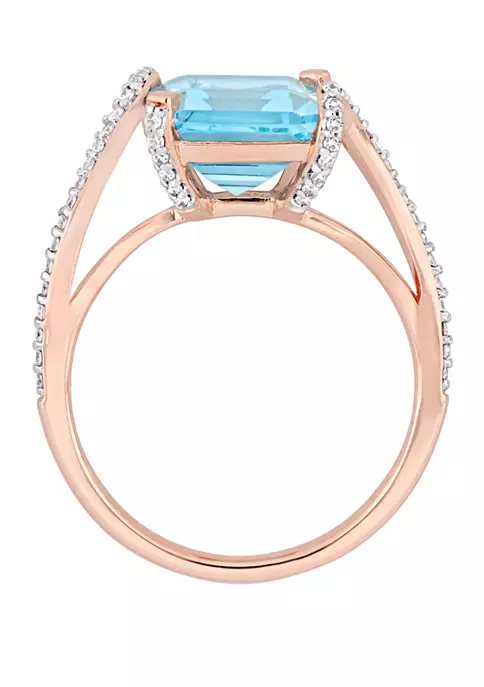 Cheap 🛒 5.6 ct. t.w. Blue Topaz and 1/4 ct. t.w. Diamond Cocktail Ring in 14K Rose Gold by Belk & Co. 😉 3 Cheap 🛒 5.6 ct. t.w. Blue Topaz and 1/4 ct. t.w. Diamond Cocktail Ring in 14K Rose Gold by Belk & Co. 😉 - Image 3