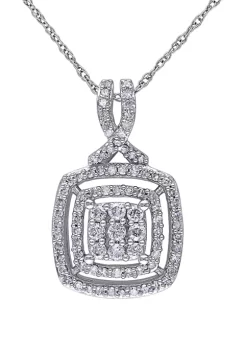 Flash Sale ✨ 1/2 ct. t.w. Diamond Square Pendant with Chain in 10K White Gold by Belk & Co. ⭐ -DealsBelk & Co. Store Belk 36578