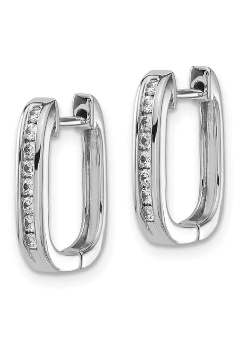 New ๐ 1/4 ct. t.w. Diamond Complete Hinged Hoop Earrings in 14K White Gold by Belk & Co. ๐ 2 New ๐ 1/4 ct. t.w. Diamond Complete Hinged Hoop Earrings in 14K White Gold by Belk & Co. ๐ - Image 2