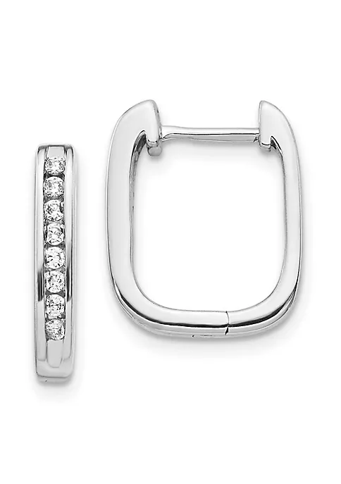New ๐ 1/4 ct. t.w. Diamond Complete Hinged Hoop Earrings in 14K White Gold by Belk & Co. ๐ 4 New ๐ 1/4 ct. t.w. Diamond Complete Hinged Hoop Earrings in 14K White Gold by Belk & Co. ๐ - Image 4