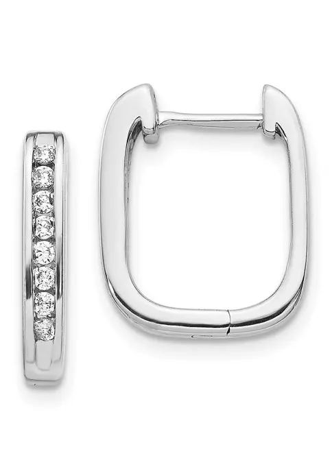 New ๐ 1/4 ct. t.w. Diamond Complete Hinged Hoop Earrings in 14K White Gold by Belk & Co. ๐ 6 New ๐ 1/4 ct. t.w. Diamond Complete Hinged Hoop Earrings in 14K White Gold by Belk & Co. ๐ - Image 6