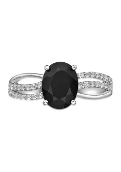 Flash Sale 😍 1/6 ct. t.w. Black Onyx and 0.6 ct. t.w. White Topaz Ring in Sterling Silver by Belk & Co. 😉 -DealsBelk & Co. Store Belk 36595