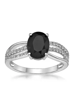 Flash Sale 😍 1/6 ct. t.w. Black Onyx and 0.6 ct. t.w. White Topaz Ring in Sterling Silver by Belk & Co. 😉 -DealsBelk & Co. Store Belk 36596