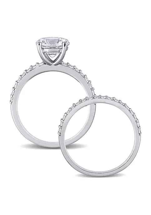 New ❤️ 3.1 ct. t.w. Created White Sapphire Bridal Ring Set in 10K White Gold by Belk & Co. ⭐ 3 New ❤️ 3.1 ct. t.w. Created White Sapphire Bridal Ring Set in 10K White Gold by Belk & Co. ⭐ - Image 3