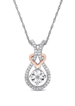 Outlet ❤️ 1/5 ct. t.w. Diamond Teardrop and Heart Motif Necklace in 10K Two Tone Gold by Belk & Co. 🧨