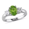 Wholesale 🤩 Oval Peridot and Created White Sapphire 3-Stone Ring in Sterling Silver by Belk & Co. ✨
