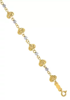 Buy ❤️ 14K Two Tone Diamond Cut Heart Link 7 Inch Bracelet by Belk & Co. 🛒 -DealsBelk & Co. Store Belk 36640