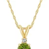 Deals ❤️ 14K Gold 6mm Round Peridot Diamond Accent Pendant by Belk & Co. 🛒