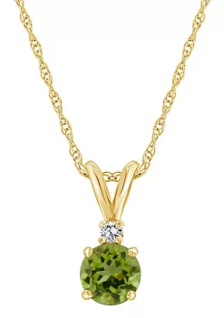 Deals ❤️ 14K Gold 6mm Round Peridot Diamond Accent Pendant by Belk & Co. 🛒 -DealsBelk & Co. Store Belk 36648