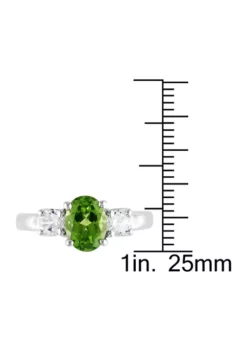 Wholesale 🤩 Oval Peridot and Created White Sapphire 3-Stone Ring in Sterling Silver by Belk & Co. ✨ -DealsBelk & Co. Store Belk 3665