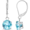Brand new 🧨 Sterling Silver Round Checkerboard Cut Swiss Blue Topaz Leverback Earrings by Belk & Co. ⌛