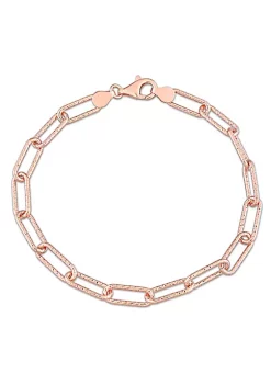 Cheapest 🎉 6MM Fancy Cut Oval Link Bracelet in 18k Rose Gold Plated Sterling Silver, 9" by Belk & Co. 😀