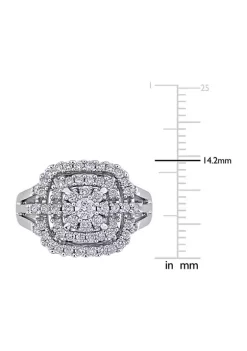 Budget ⌛ 1 ct. t.w. Diamond Cluster Halo Ring in 14k White Gold by Belk & Co. 🔥 -DealsBelk & Co. Store Belk 36768
