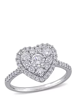 Top 10 😍 1 ct. t.w. Diamond Composite Heart Shape Halo Engagement Ring in 10k White Gold by Belk & Co. 👏