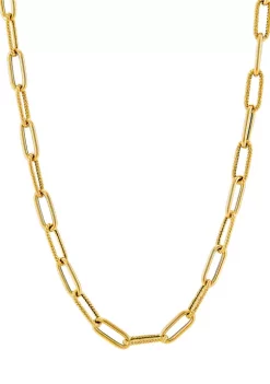 Outlet ⌛ Alternate Plain and Twisted Elongated Links Necklace in 14K Yellow Gold by Belk & Co. 😍 -DealsBelk & Co. Store Belk 36793