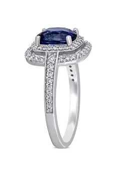 New 🤩 2.45 ct. t.g.w. Blue Sapphire and 1/2 ct. t.w. Diamond Double Halo Ring in 14K White Gold by Belk & Co. ⭐ -DealsBelk & Co. Store Belk 36802