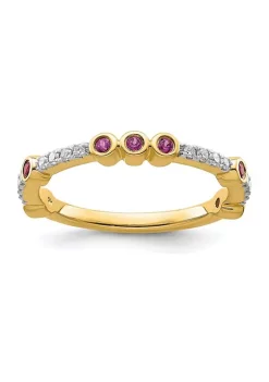 Best Sale ๐งจ 1/5 ct. t.w. Rhodolite Garnet and 1/10 ct. t.w. Diamond Stackable Expressions Ring in 14K Gold by Belk & Co. ๐