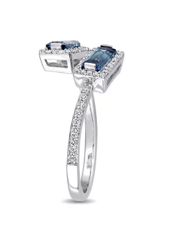 Deals 🔔 7/8 ct. t.g.w. London Blue Topaz and 1/4 ct. t.w. Diamond Halo Ring in 14K White Gold by Belk & Co. 🛒 -DealsBelk & Co. Store Belk 36832