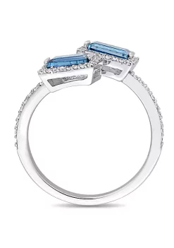 Deals 🔔 7/8 ct. t.g.w. London Blue Topaz and 1/4 ct. t.w. Diamond Halo Ring in 14K White Gold by Belk & Co. 🛒 -DealsBelk & Co. Store Belk 36833