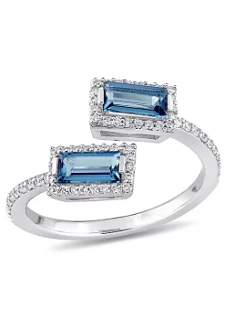 Deals 🔔 7/8 ct. t.g.w. London Blue Topaz and 1/4 ct. t.w. Diamond Halo Ring in 14K White Gold by Belk & Co. 🛒 -DealsBelk & Co. Store Belk 36835