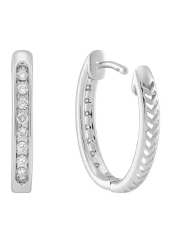Discount ✔️ Grown With Love 1/3 ct. t.w. Lab Created Diamond Hoop Earrings in 10K White Gold by Belk & Co. 🌟