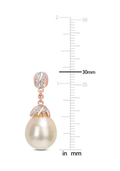 Flash Sale 👏 9-10MM South Sea Cultured Pearl and 1/7 CT TW Diamond Drop Earrings in 14k Rose Gold by Belk & Co. ✨ -DealsBelk & Co. Store Belk 36850