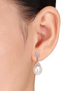 Flash Sale 👏 9-10MM South Sea Cultured Pearl and 1/7 CT TW Diamond Drop Earrings in 14k Rose Gold by Belk & Co. ✨ -DealsBelk & Co. Store Belk 36851