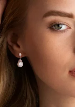 Flash Sale 👏 9-10MM South Sea Cultured Pearl and 1/7 CT TW Diamond Drop Earrings in 14k Rose Gold by Belk & Co. ✨ -DealsBelk & Co. Store Belk 36852