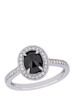 Coupon ✨ 1.16 ct. t.w. Black and White Diamond Halo Ring in 10K White Gold by Belk & Co. ✔️