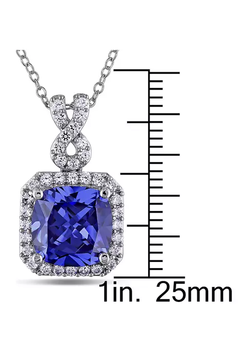 Wholesale 💯 Lab Created 6.42 ct. t.g.w. Cushion Cut Created Tanzanite and Created White Sapphire Halo Pendant with Chain in Sterling Silver by Belk & Co. ⌛ 2 Wholesale 💯 Lab Created 6.42 ct. t.g.w. Cushion Cut Created Tanzanite and Created White Sapphire Halo Pendant with Chain in Sterling Silver by Belk & Co. ⌛ - Image 2