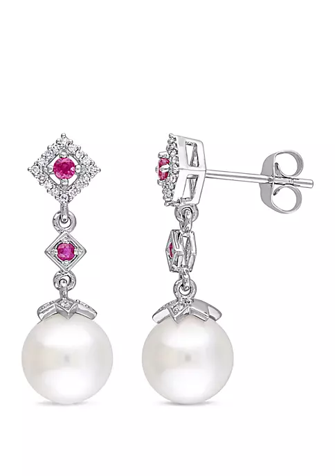 Budget 🤩 8.5 mm-9 mm Cultured Freshwater Pearl, 1/7 ct. t.w. Ruby and 1/10 ct. t.w. Diamond Drop Earrings in 10k White Gold by Belk & Co. ✨ 1 Budget 🤩 8.5 mm-9 mm Cultured Freshwater Pearl, 1/7 ct. t.w. Ruby and 1/10 ct. t.w. Diamond Drop Earrings in 10k White Gold by Belk & Co. ✨
